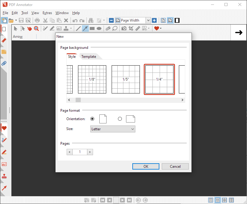 Create blank page with squares