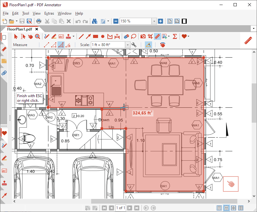 Measured area