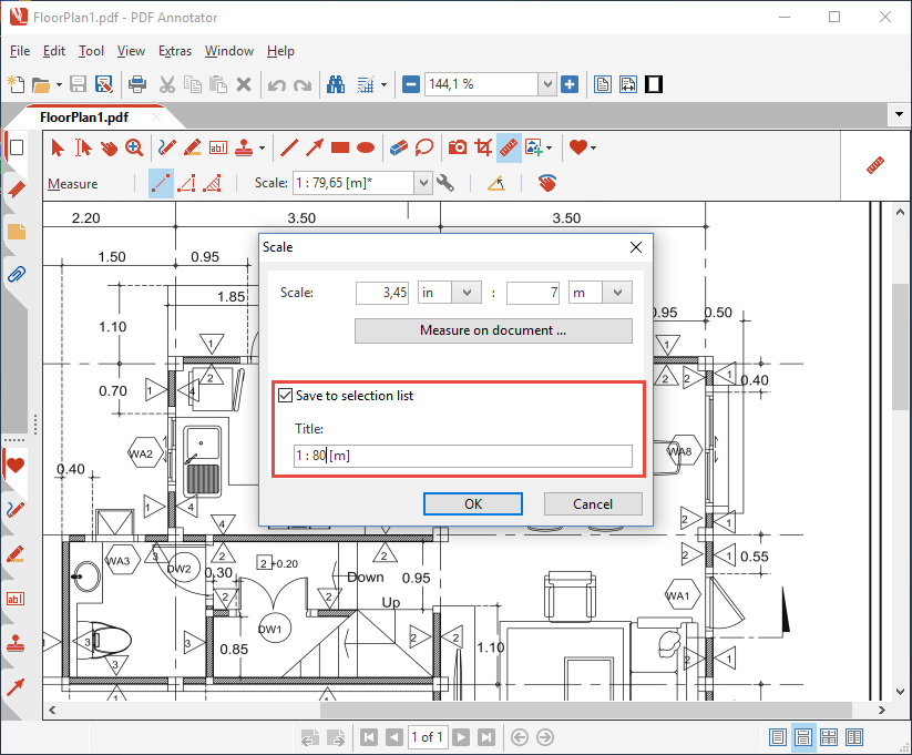 Save to selection list