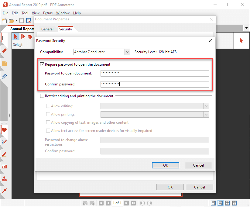 Document Security: Open Password