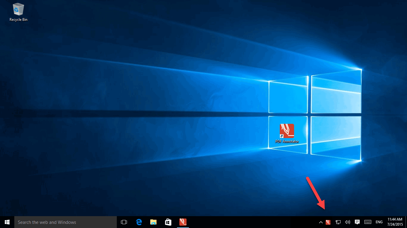 PDF Annotator waiting in task bar notification area
