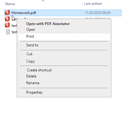 “Print” Command on Explorer Menus