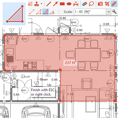 Measure Areas: Measure areas in PDF plans or technical drawings. Use the measure tools to grab dimensions from drawings. Use the dimension tools to create permanent dimensions, remaining in the PDF document.