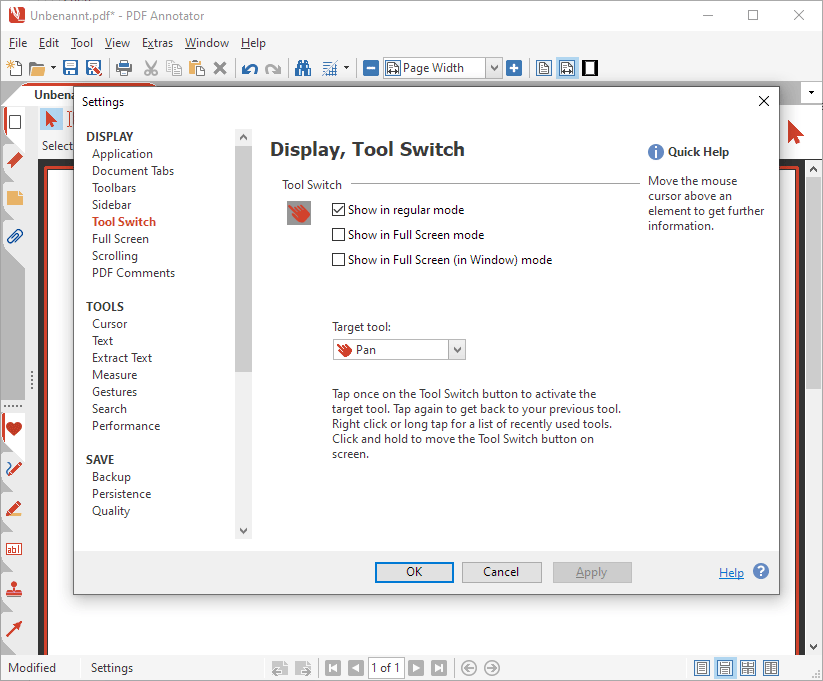 Customize the Tool Switch