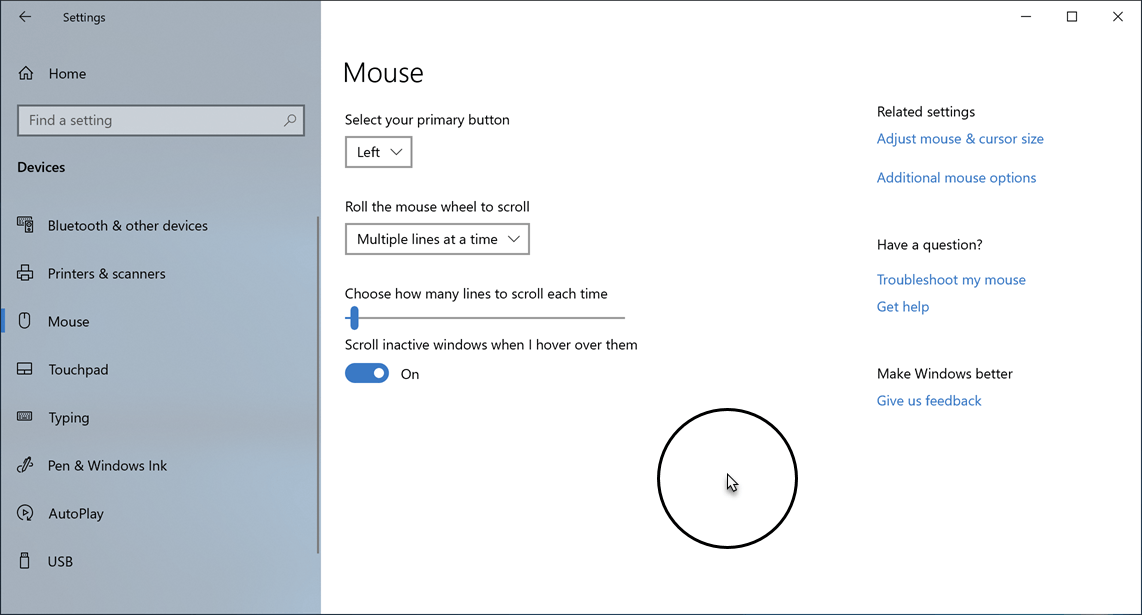mouse coordinates windows 10