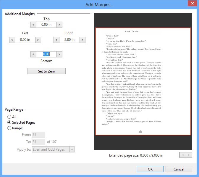 Ajouter des marges & recadrer des pages: Gagnez de l'espace pour les annotations en ajoutant des marges aux pages. Recadrez des pages pour vous débarrasser de l'espace indésirable autour du contenu principal du document.