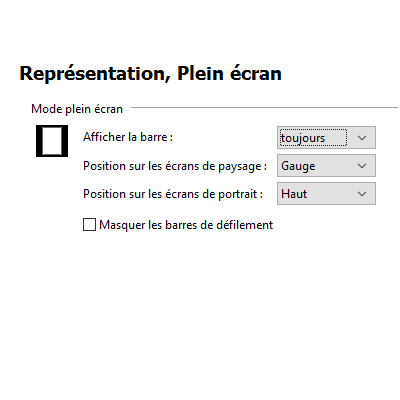 Plein écran options