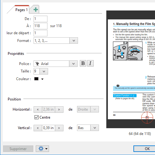 Numéros de page